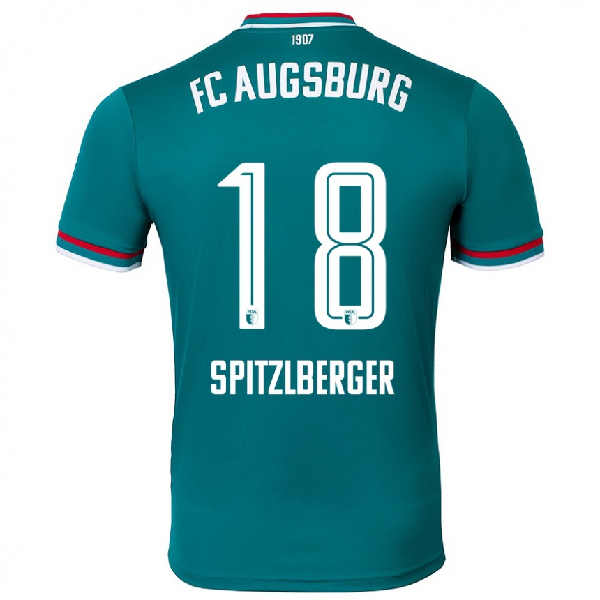 Kids Football Jordan Spitzlberger #18 Dark Green Away Jersey 2024/25 T-Shirt Uk