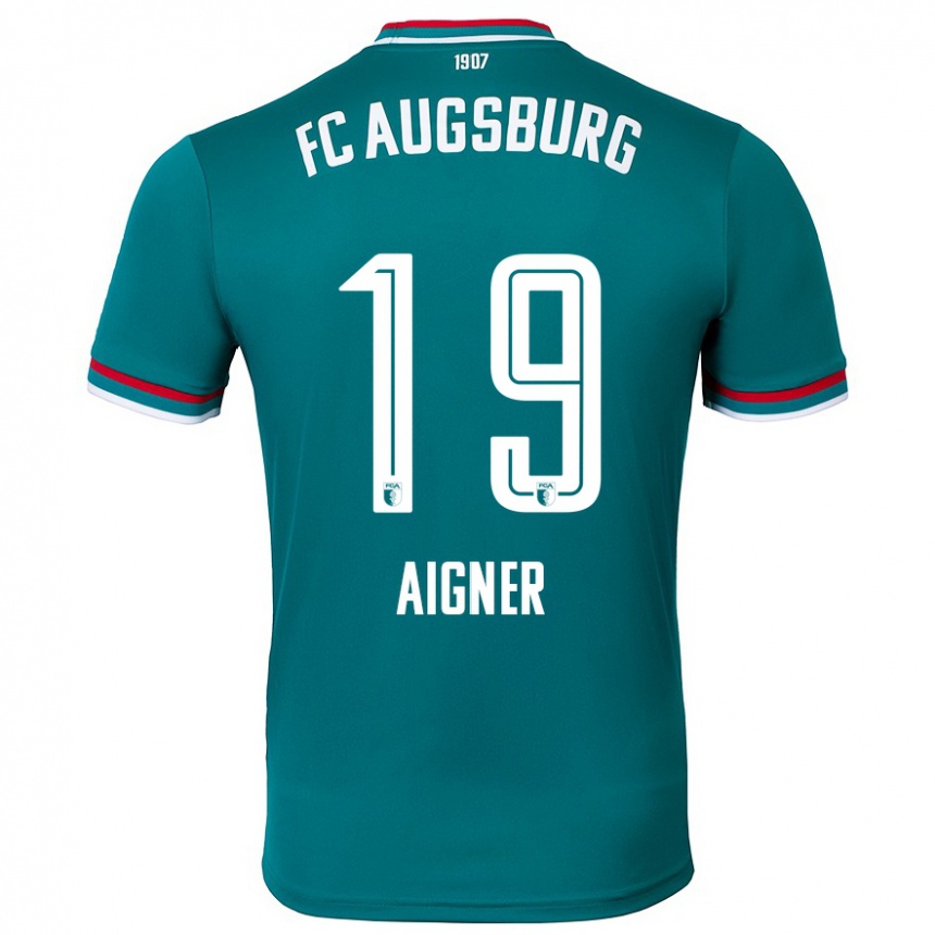 Kids Football Lukas Aigner #19 Dark Green Away Jersey 2024/25 T-Shirt Uk