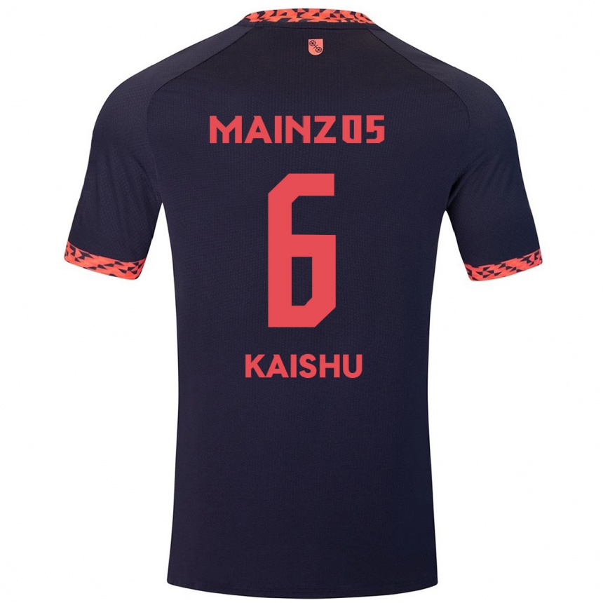 Kids Football Kaishu Sano #6 Blue Coral Red Away Jersey 2024/25 T-Shirt Uk