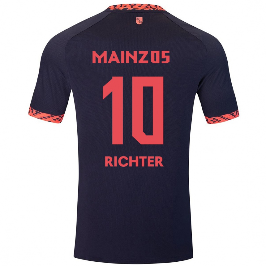 Kids Football Marco Richter #10 Blue Coral Red Away Jersey 2024/25 T-Shirt Uk