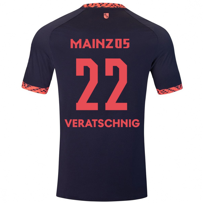 Kids Football Nikolas Veratschnig #22 Blue Coral Red Away Jersey 2024/25 T-Shirt Uk