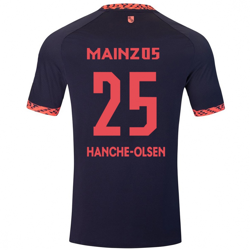 Kids Football Andreas Hanche-Olsen #25 Blue Coral Red Away Jersey 2024/25 T-Shirt Uk