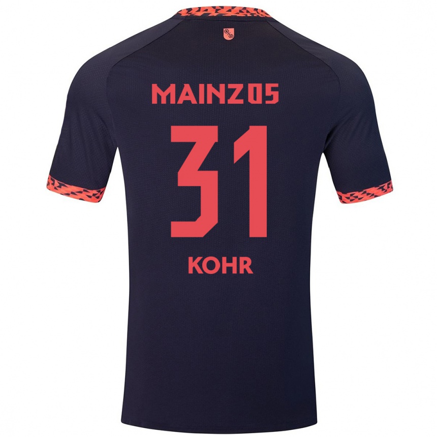 Kids Football Dominik Kohr #31 Blue Coral Red Away Jersey 2024/25 T-Shirt Uk