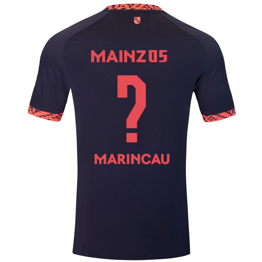 Kids Football Emanuel Marincău #0 Blue Coral Red Away Jersey 2024/25 T-Shirt Uk