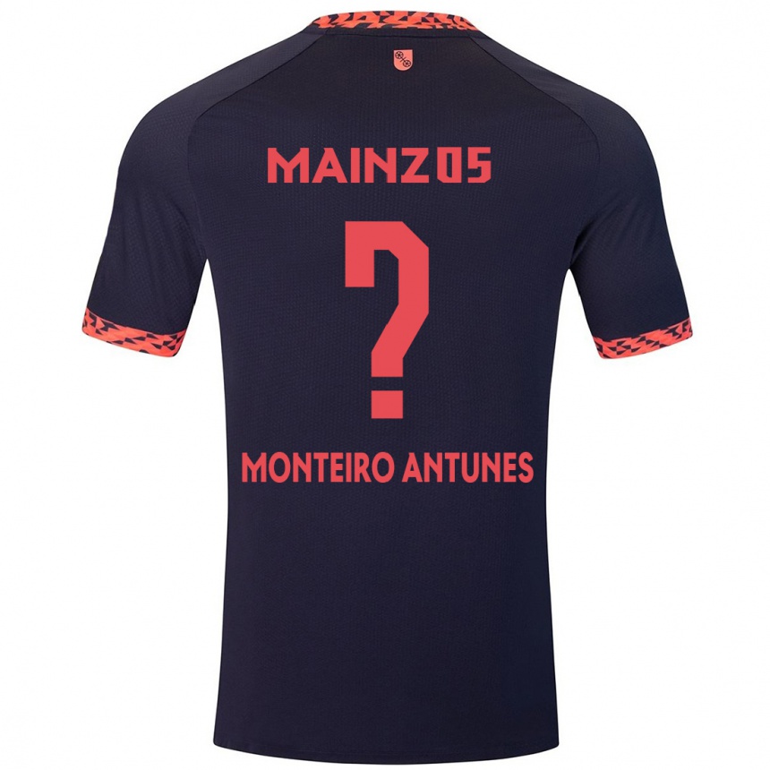 Kids Football Rafael Monteiro Antunes #0 Blue Coral Red Away Jersey 2024/25 T-Shirt Uk