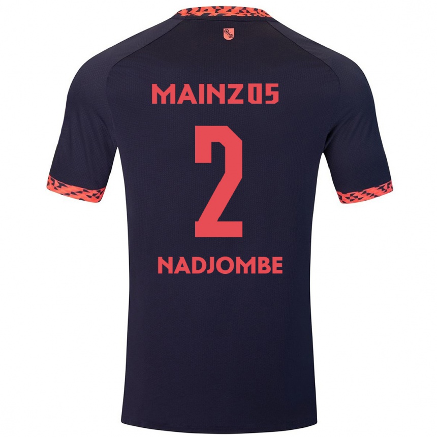 Kids Football Jean-Marie Nadjombe #2 Blue Coral Red Away Jersey 2024/25 T-Shirt Uk