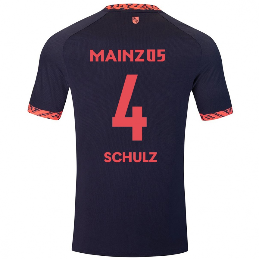 Kids Football Philipp Schulz #4 Blue Coral Red Away Jersey 2024/25 T-Shirt Uk