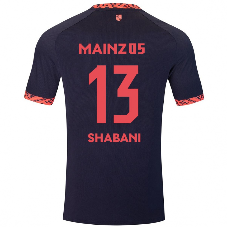 Kids Football Eniss Shabani #13 Blue Coral Red Away Jersey 2024/25 T-Shirt Uk