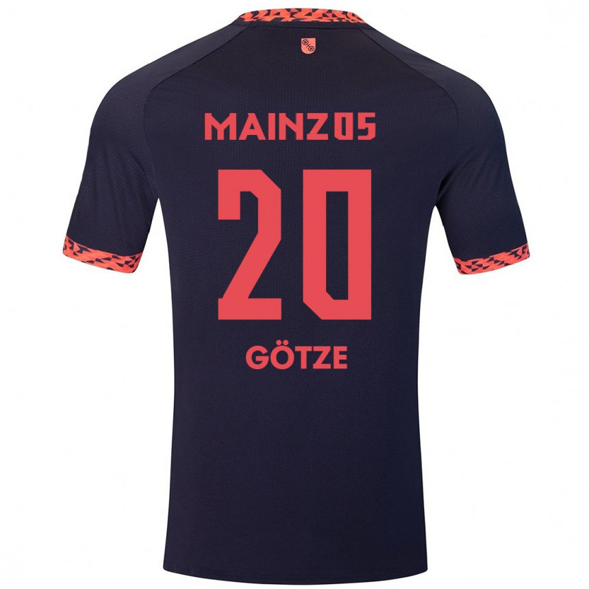 Kids Football Justus Götze #20 Blue Coral Red Away Jersey 2024/25 T-Shirt Uk