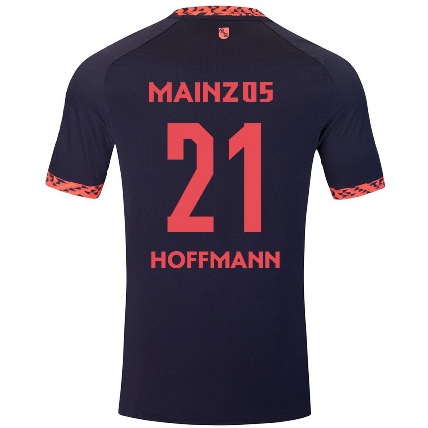 Kids Football Leon Hoffmann #21 Blue Coral Red Away Jersey 2024/25 T-Shirt Uk