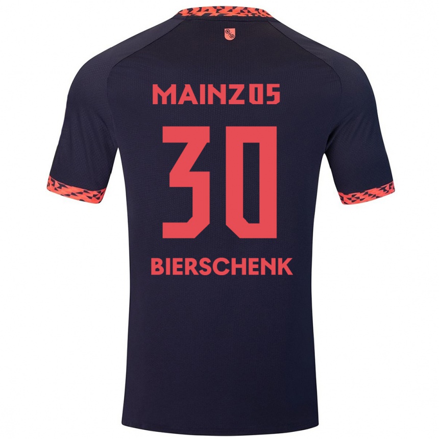 Kids Football Lovis Bierschenk #30 Blue Coral Red Away Jersey 2024/25 T-Shirt Uk