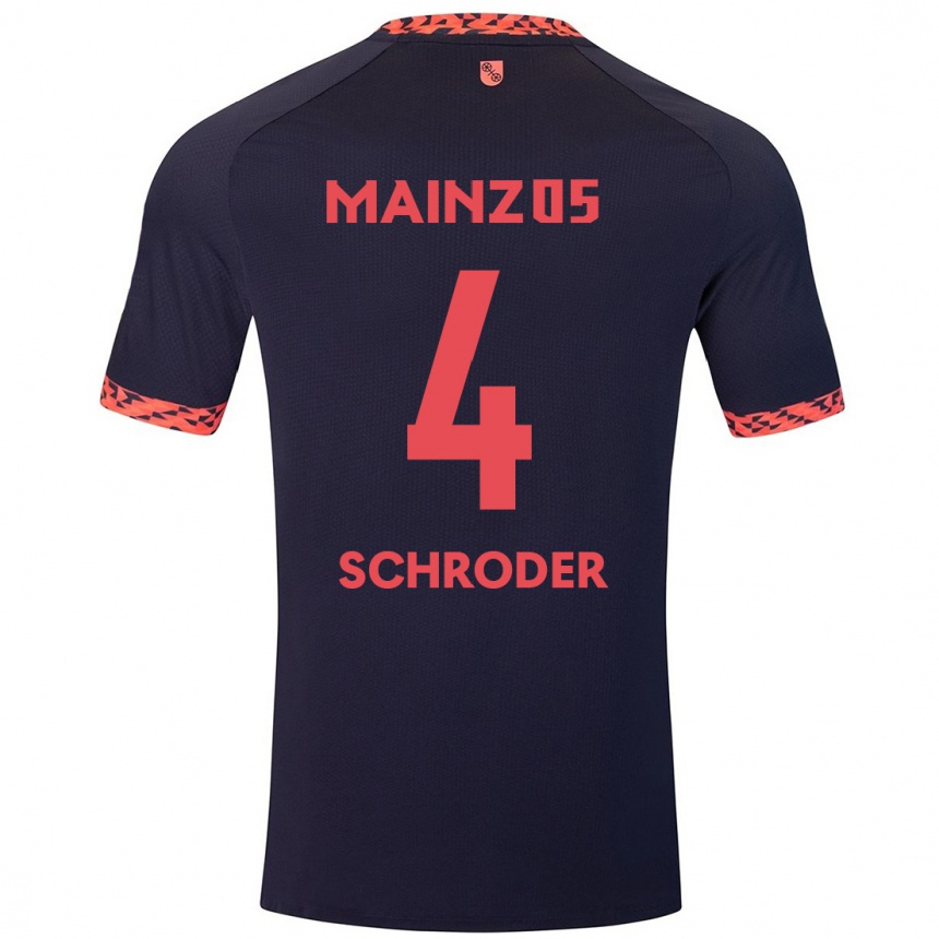 Kids Football Lara Schröder #4 Blue Coral Red Away Jersey 2024/25 T-Shirt Uk