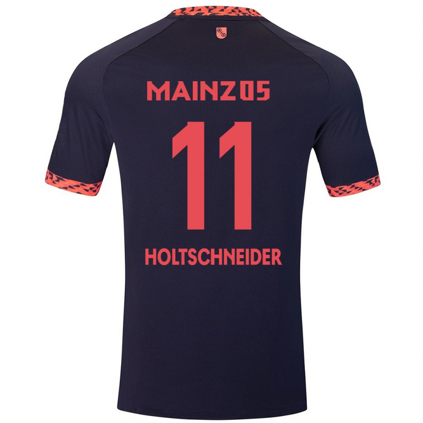 Kids Football Hannah Holtschneider #11 Blue Coral Red Away Jersey 2024/25 T-Shirt Uk