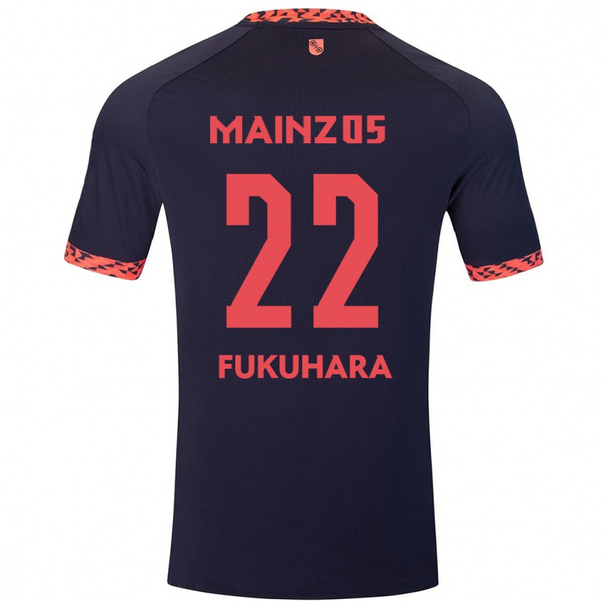 Kids Football Yuuka Fukuhara #22 Blue Coral Red Away Jersey 2024/25 T-Shirt Uk