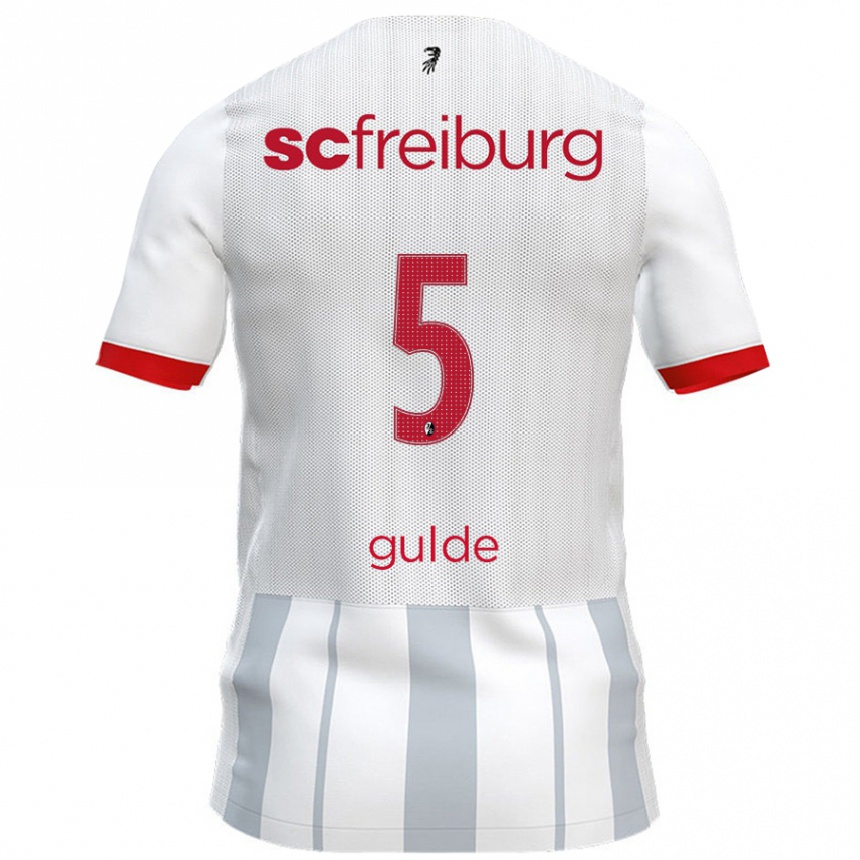 Kids Football Manuel Gulde #5 White Grey Away Jersey 2024/25 T-Shirt Uk