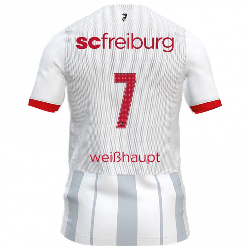 Kids Football Noah Weißhaupt #7 White Grey Away Jersey 2024/25 T-Shirt Uk