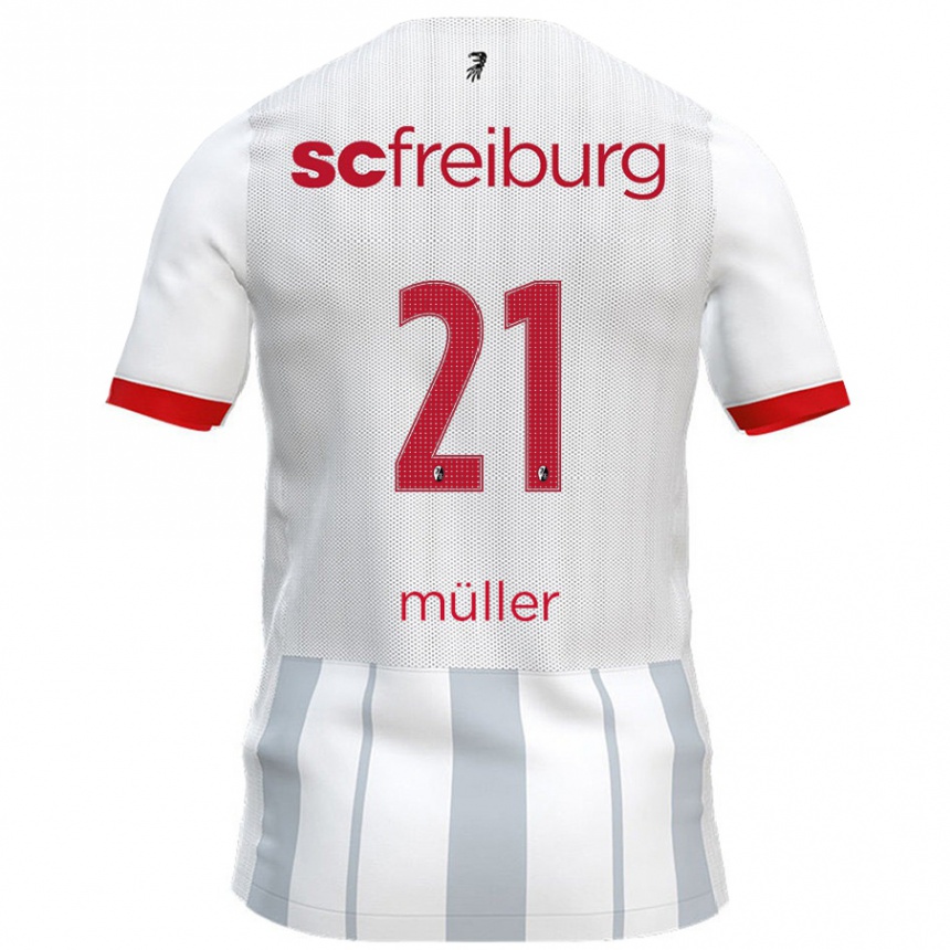 Kids Football Florian Müller #21 White Grey Away Jersey 2024/25 T-Shirt Uk