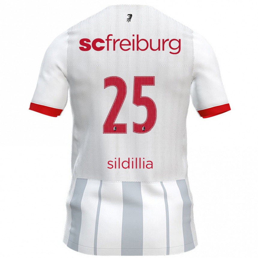 Kids Football Kiliann Sildillia #25 White Grey Away Jersey 2024/25 T-Shirt Uk