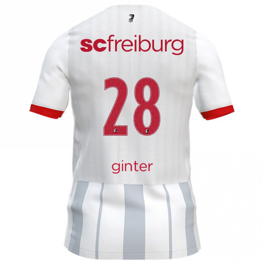 Kids Football Matthias Ginter #28 White Grey Away Jersey 2024/25 T-Shirt Uk