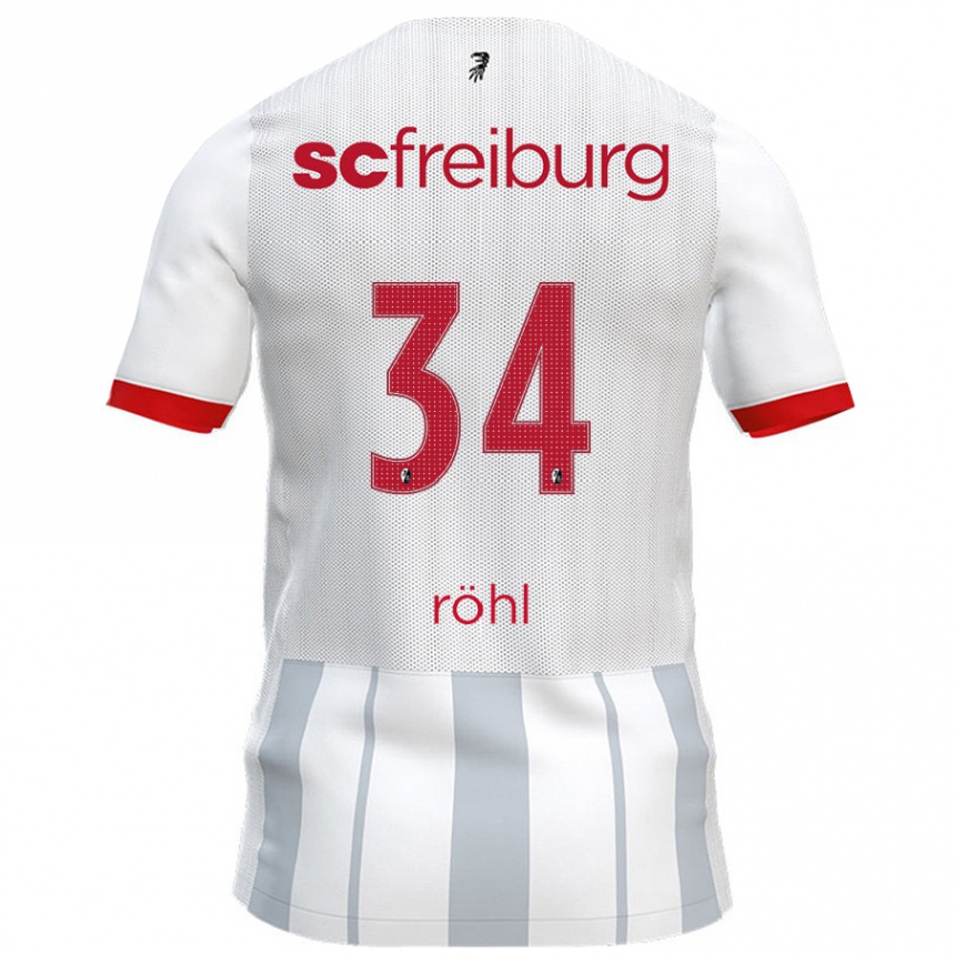 Kids Football Merlin Röhl #34 White Grey Away Jersey 2024/25 T-Shirt Uk