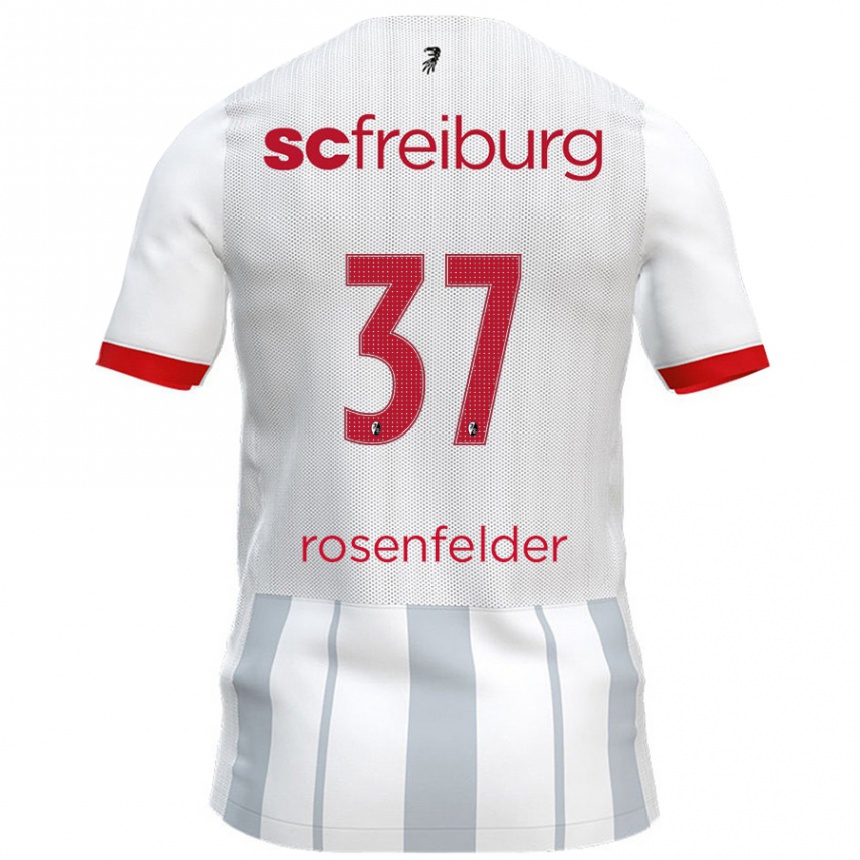 Kids Football Max Rosenfelder #37 White Grey Away Jersey 2024/25 T-Shirt Uk