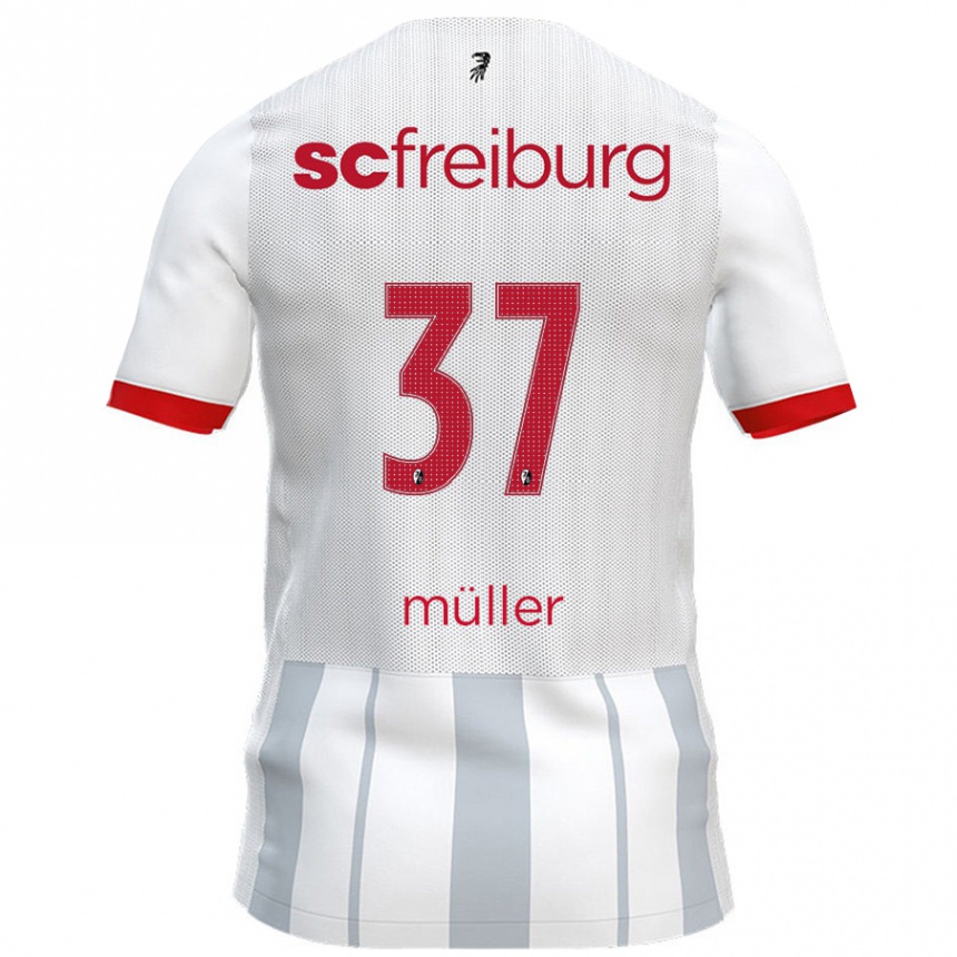 Kids Football Ruben Müller #37 White Grey Away Jersey 2024/25 T-Shirt Uk