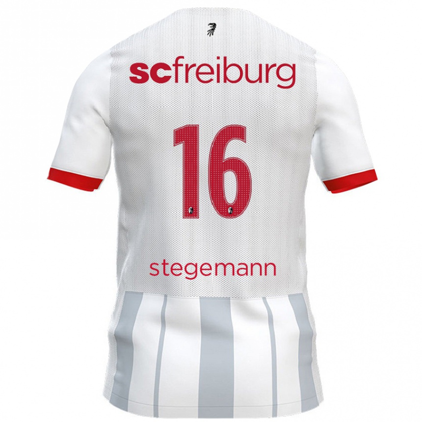 Kids Football Greta Stegemann #16 White Grey Away Jersey 2024/25 T-Shirt Uk