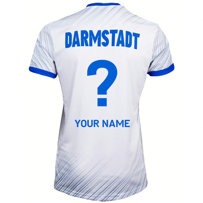 Kids Football Your Name #0 White Blue Away Jersey 2024/25 T-Shirt Uk