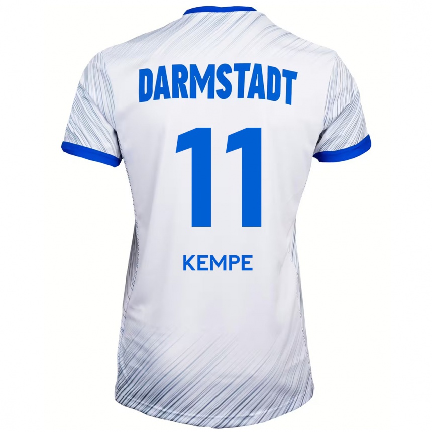 Kids Football Tobias Kempe #11 White Blue Away Jersey 2024/25 T-Shirt Uk