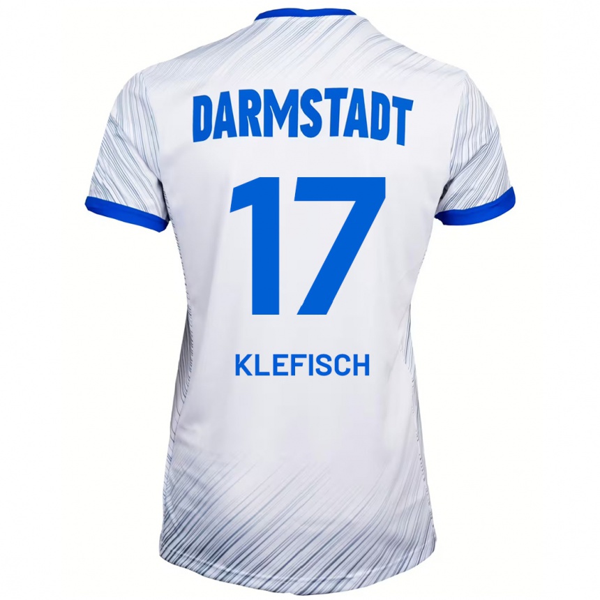 Kids Football Kai Klefisch #17 White Blue Away Jersey 2024/25 T-Shirt Uk