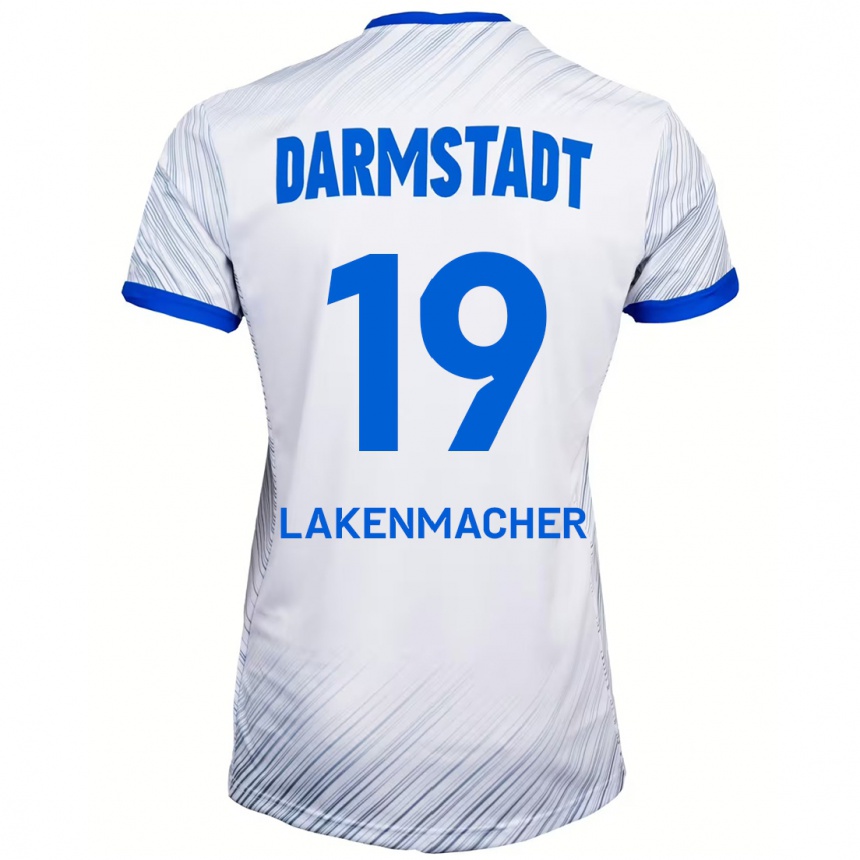 Kids Football Fynn Lakenmacher #19 White Blue Away Jersey 2024/25 T-Shirt Uk