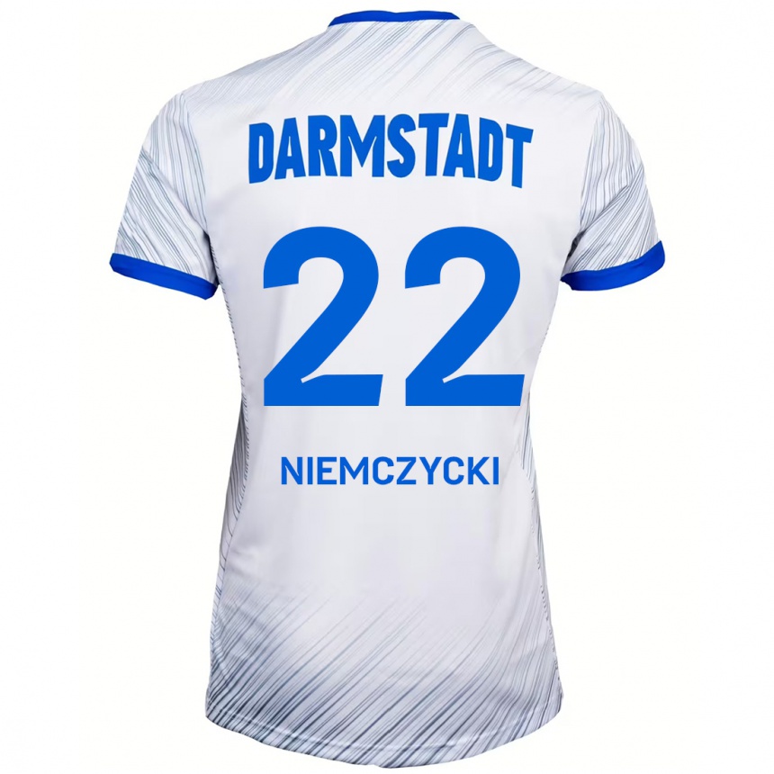 Kids Football Karol Niemczycki #22 White Blue Away Jersey 2024/25 T-Shirt Uk