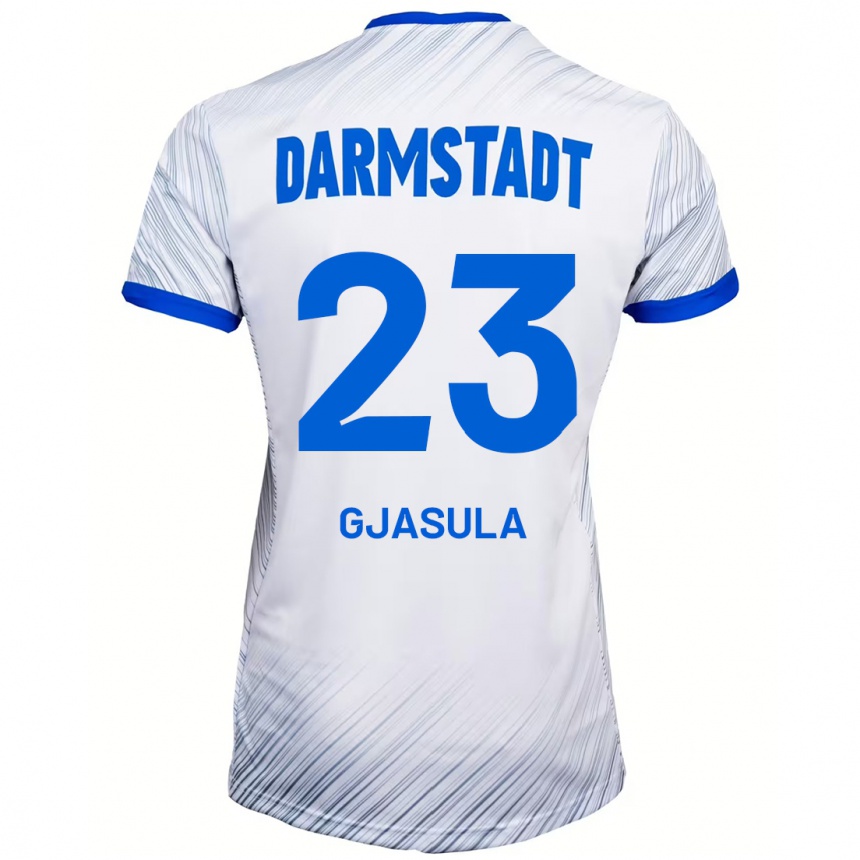 Kids Football Klaus Gjasula #23 White Blue Away Jersey 2024/25 T-Shirt Uk