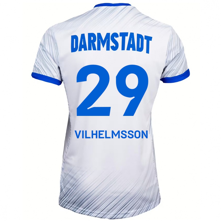 Kids Football Oscar Vilhelmsson #29 White Blue Away Jersey 2024/25 T-Shirt Uk