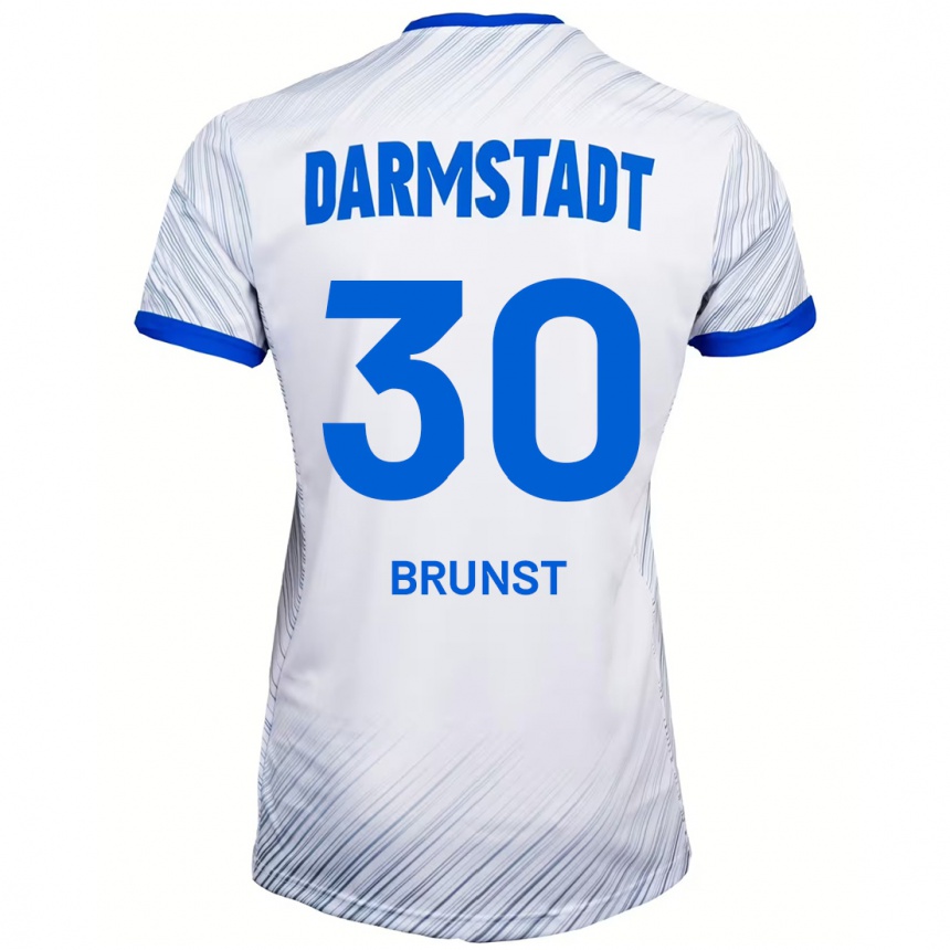 Kids Football Alexander Brunst #30 White Blue Away Jersey 2024/25 T-Shirt Uk