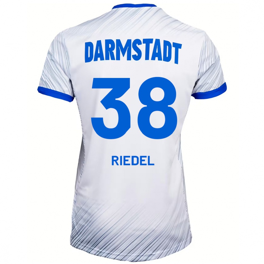 Kids Football Clemens Riedel #38 White Blue Away Jersey 2024/25 T-Shirt Uk