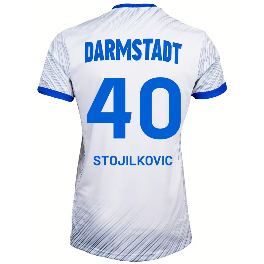 Kids Football Filip Stojilkovic #40 White Blue Away Jersey 2024/25 T-Shirt Uk