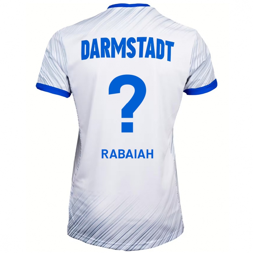 Kids Football Ali Rabaiah #0 White Blue Away Jersey 2024/25 T-Shirt Uk