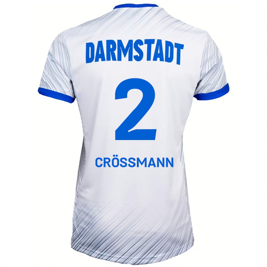 Kids Football Elias Crößmann #2 White Blue Away Jersey 2024/25 T-Shirt Uk