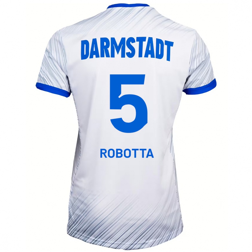 Kids Football Maurizio Robotta #5 White Blue Away Jersey 2024/25 T-Shirt Uk