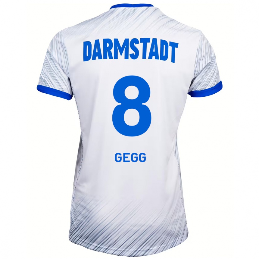 Kids Football Samir Gegg #8 White Blue Away Jersey 2024/25 T-Shirt Uk