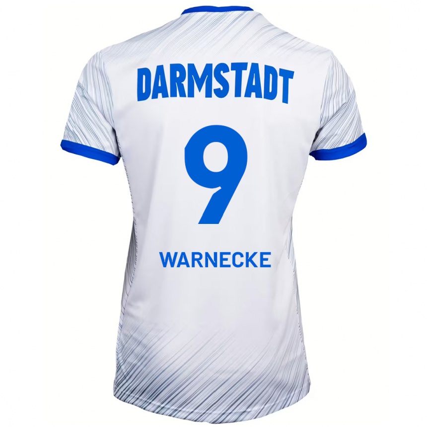 Kids Football Ben Warnecke #9 White Blue Away Jersey 2024/25 T-Shirt Uk