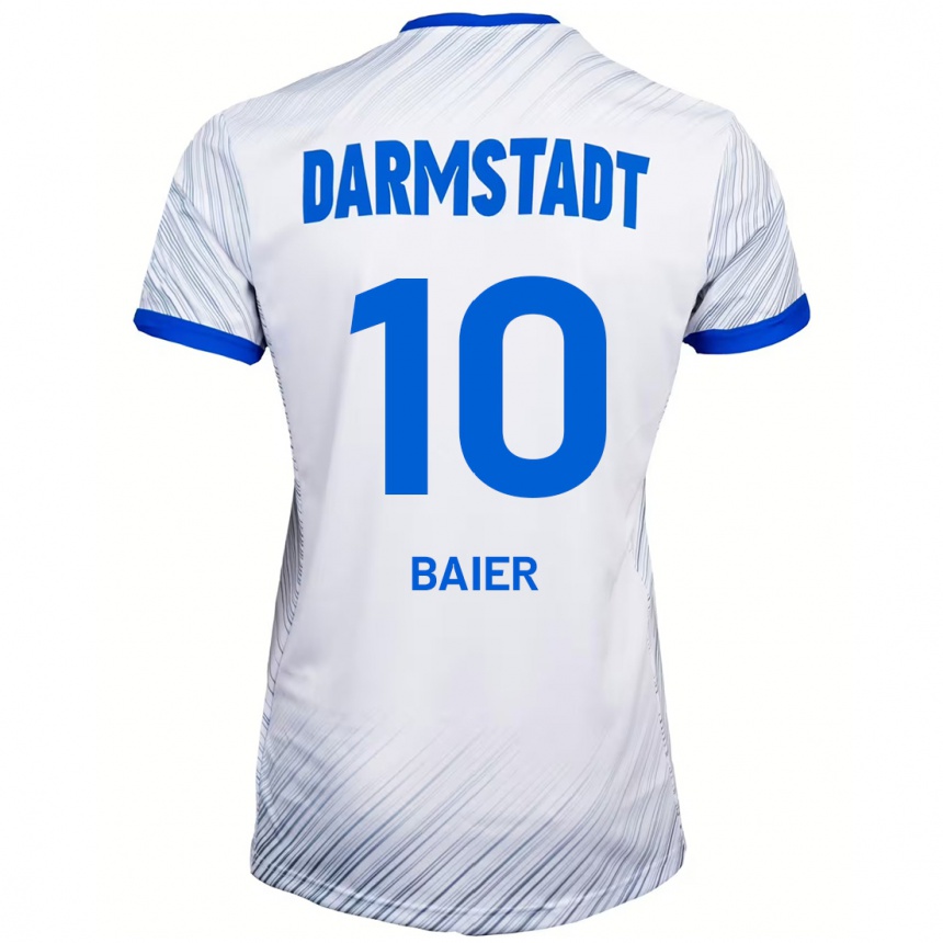 Kids Football Nico Baier #10 White Blue Away Jersey 2024/25 T-Shirt Uk