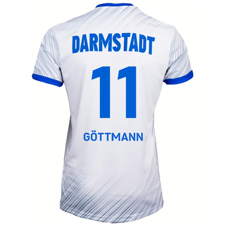 Kids Football Levin Göttmann #11 White Blue Away Jersey 2024/25 T-Shirt Uk