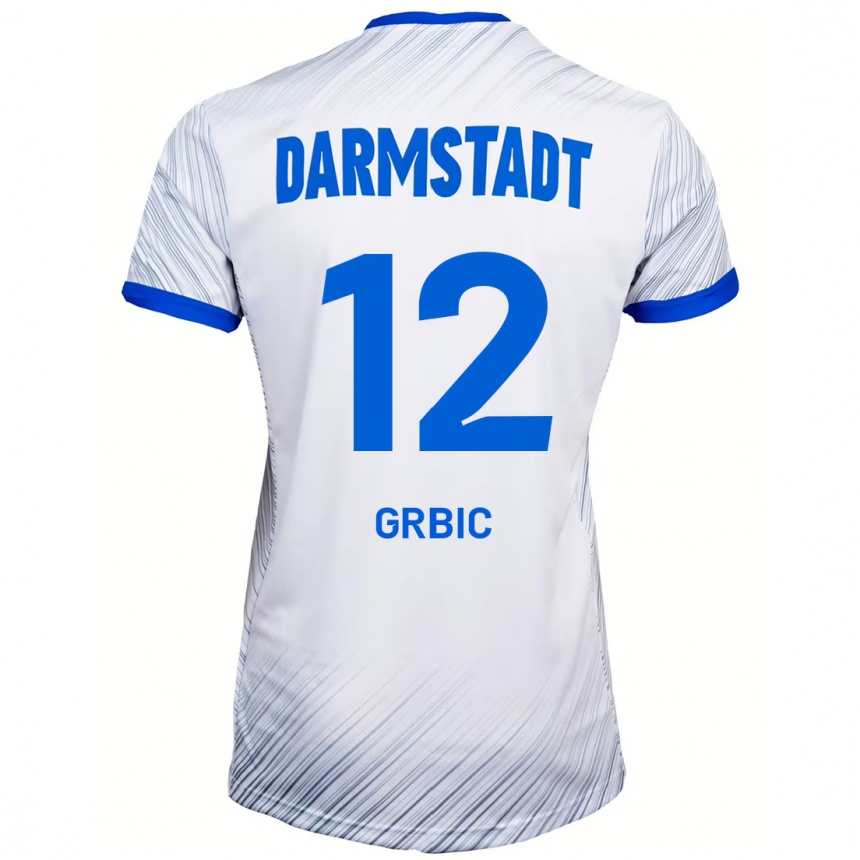 Kids Football Viktor Grbic #12 White Blue Away Jersey 2024/25 T-Shirt Uk