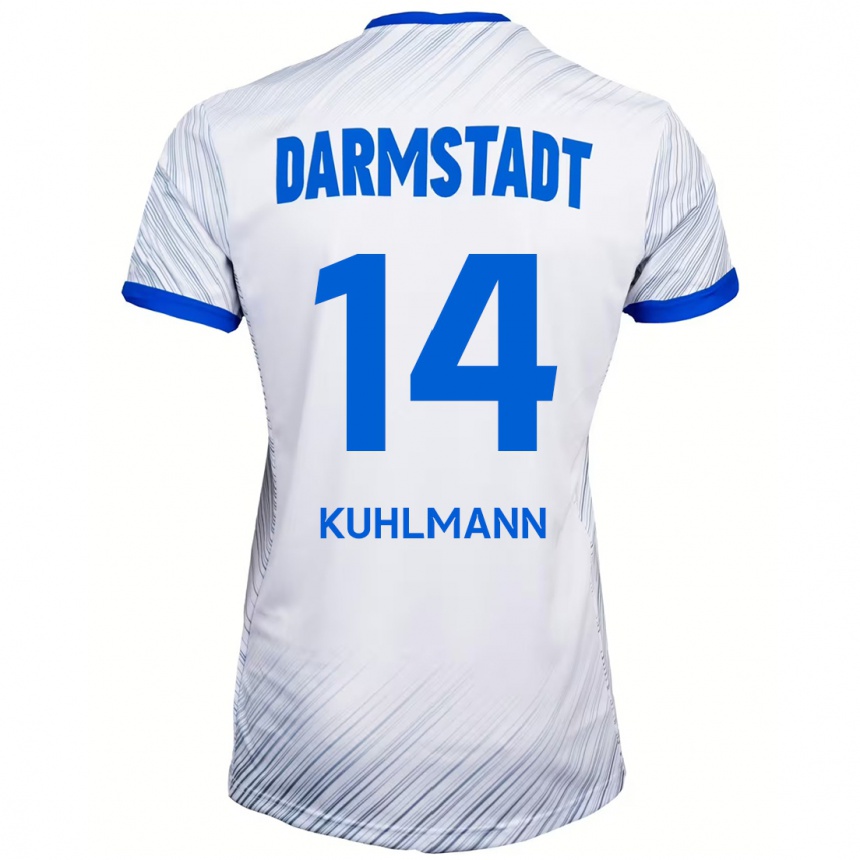 Kids Football Marcel Kuhlmann #14 White Blue Away Jersey 2024/25 T-Shirt Uk