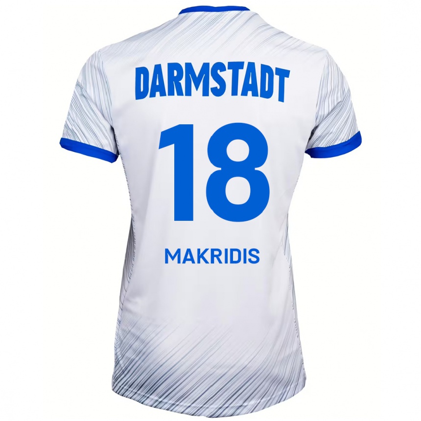 Kids Football Georgios Makridis #18 White Blue Away Jersey 2024/25 T-Shirt Uk