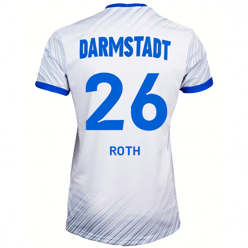 Kids Football Maximilian Roth #26 White Blue Away Jersey 2024/25 T-Shirt Uk