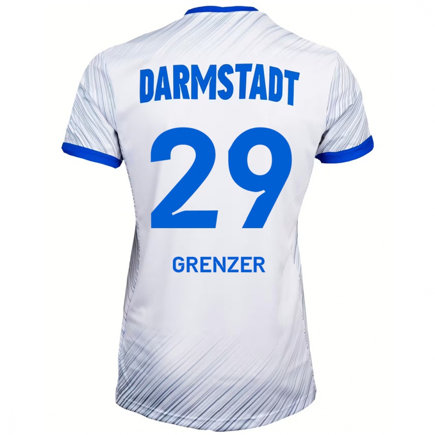 Kids Football Mika Grenzer #29 White Blue Away Jersey 2024/25 T-Shirt Uk