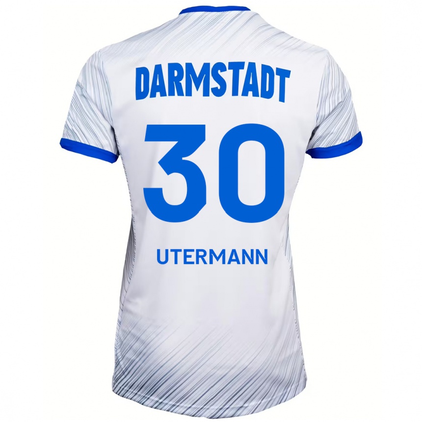 Kids Football Anton Utermann #30 White Blue Away Jersey 2024/25 T-Shirt Uk